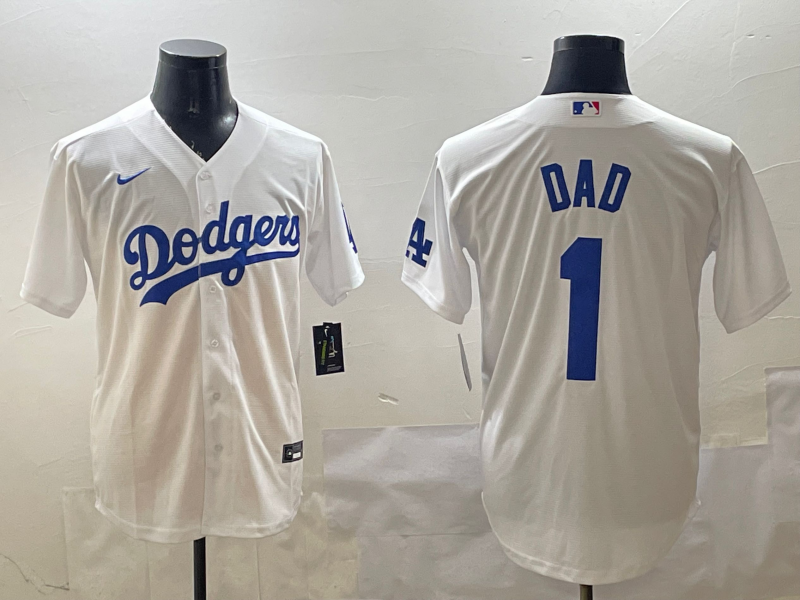 Men's Los Angeles Dodgers White #1 Dad Jersey